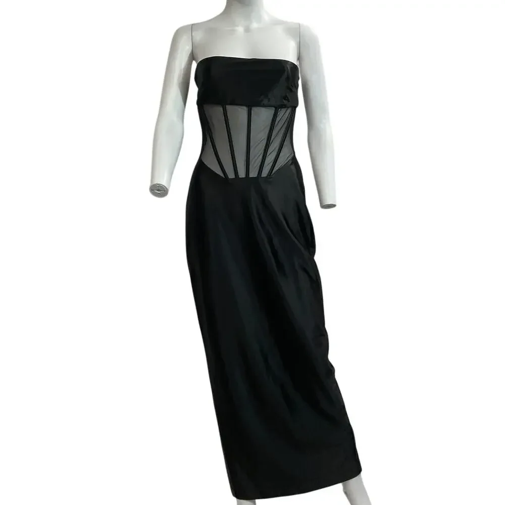 Retrofete Sheer Black Baila Dress Size M - Picture 2 of 5